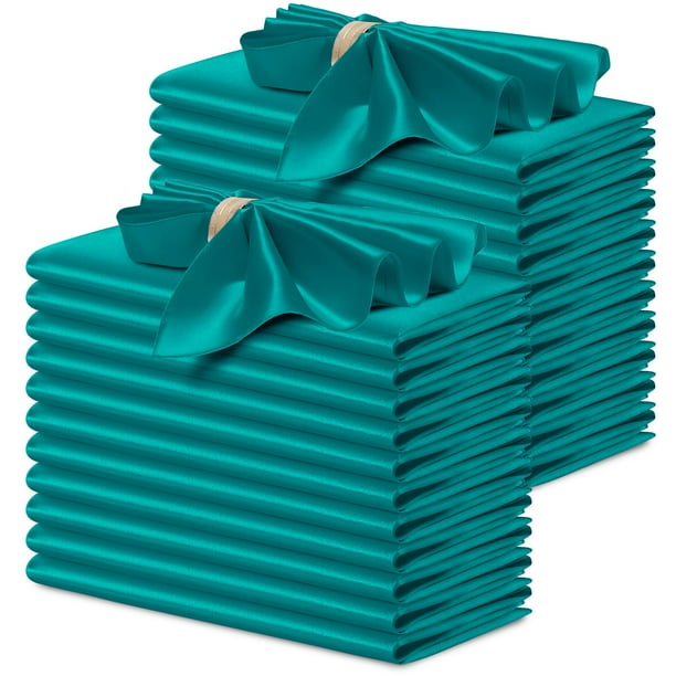 Servilletas de Tela de Satén P Pothuiny 24 pcs 43x43 cm Verde Azulado