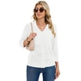 thumbnail image 3 of Chiclily Women's 3/4 Sleeve Cropped Cardigan Sweaters Button Down Crochet Textured Shrugs, 3 of 7