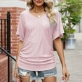 thumbnail image 3 of SNKSDGM Women's Plus Casual Easter Shirt Plus Size Tops for Women Long Sleeve 4X Women's Solid Color Hollow Out V Neck Pleated T Shirt Top Womens Tops Dressy Casual, 3 of 6