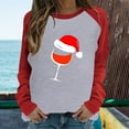 thumbnail image 2 of Camiseta informal de manga larga con cuello redondo y estampado navideño de retazos de primavera para mujer Fridja  bvmnju1694, 2 of 6