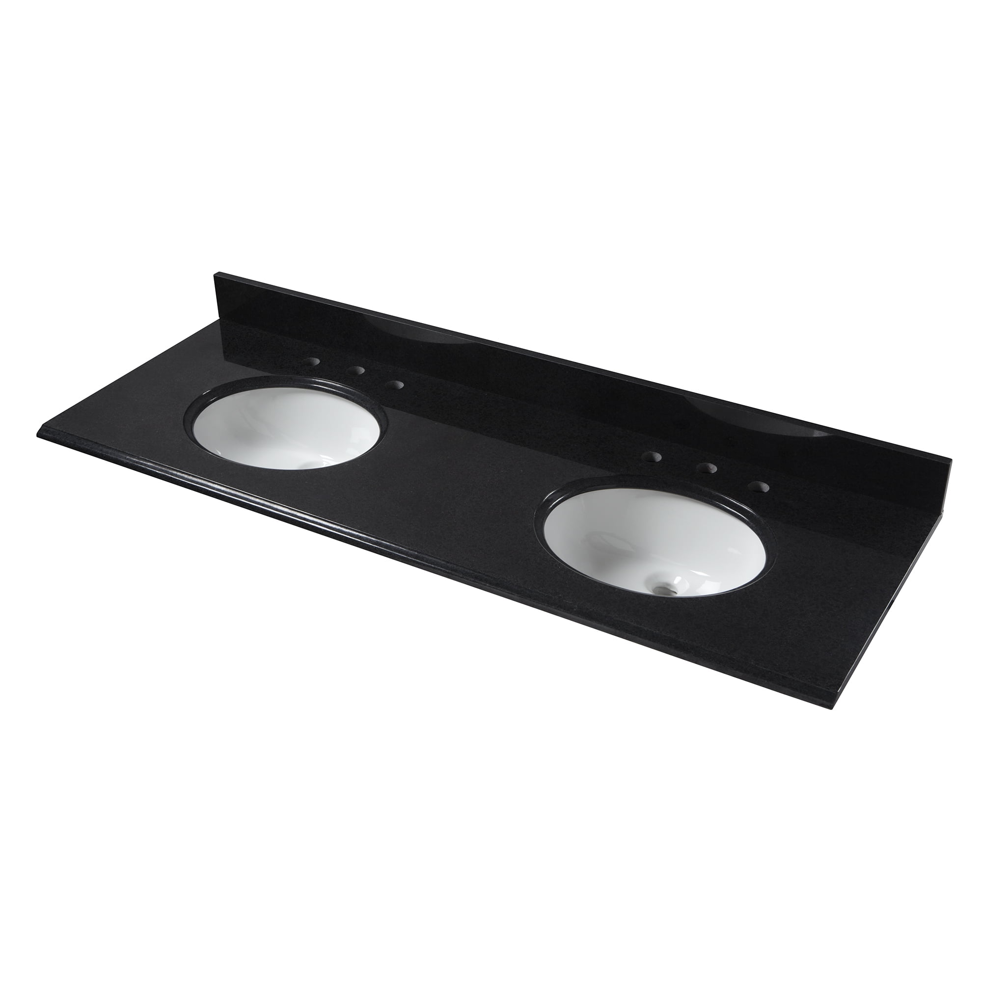 Cahaba 61 In X 22 In Black Granite Vanity Top With Double Oval Bowls And 8 In Faucet Spread Walmart Com Walmart Com