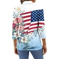 thumbnail image 5 of Womens 3/4 Sleeve Tops 4th of July Patriotic National Flag and Floral Pattern Tops US 250th Anniversary Casual Pullover Blouses, 5 of 5