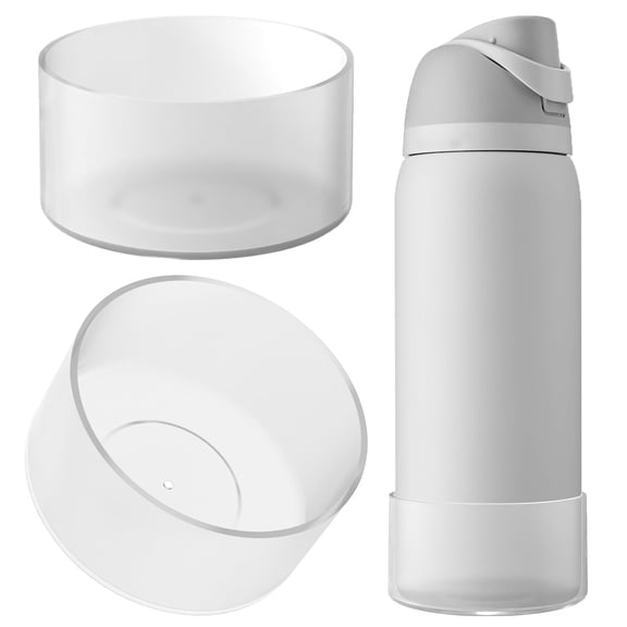 Linkidea 2 Pack Water Bottle Boot Compatible with Owala FreeSip 32oz, Twist 32oz, Silicone Anti-Slip Bottle Bottom Bumper Protector (Clear White)