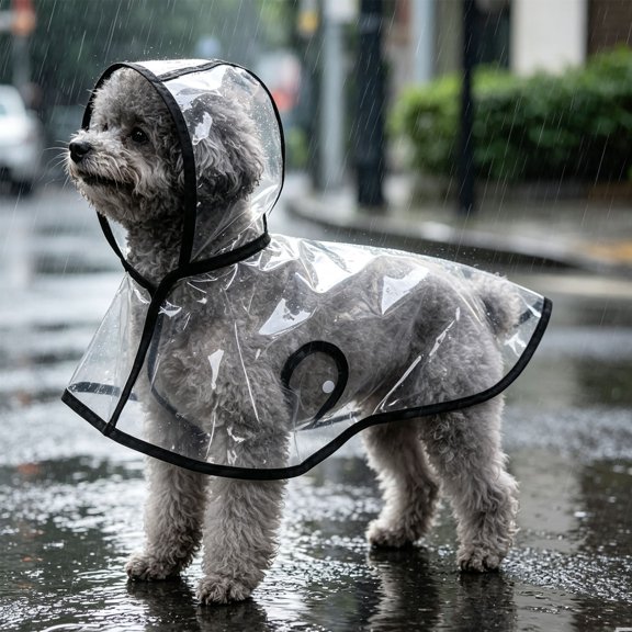 Clear Poncho Rain, Hooded Dog Raincoat Poncho, EVA Waterproof Dog Rain Coat for Small Medium Dogs Walking Outdoor Outing