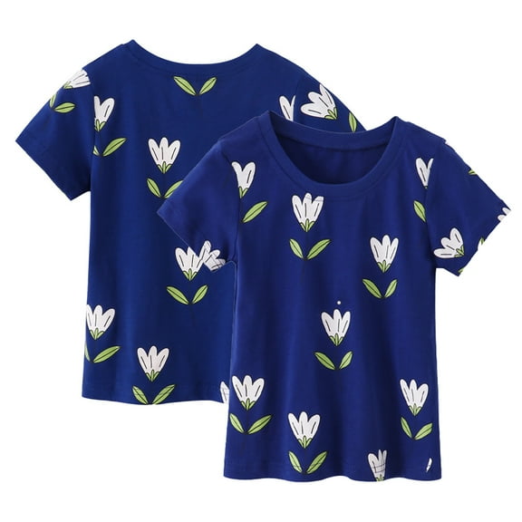 YTDSCS Kids Toddler Girls Short Sleeve T-Shirt Baby Summer Underwear Shirts Daily Cotton Shirt Fashion Summer for 2-8Years