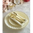 thumbnail image 6 of " OCCASIONS " 150pcs set (25 Guests)-Vintage Wedding Party Disposable Dinnerware Set Plastic Plates & Silverware w/double fork -10.25'', 7.5'' (Blossom Ivory & Gold Rim), 6 of 9