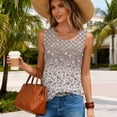 thumbnail image 2 of TaTaai Women's Pa Style Irregular Neck Button Solid Color Hollow Out Sleeveless Tops Fashion Printed Casual Tank Tops for Daily Party Wear Gift, 2 of 8