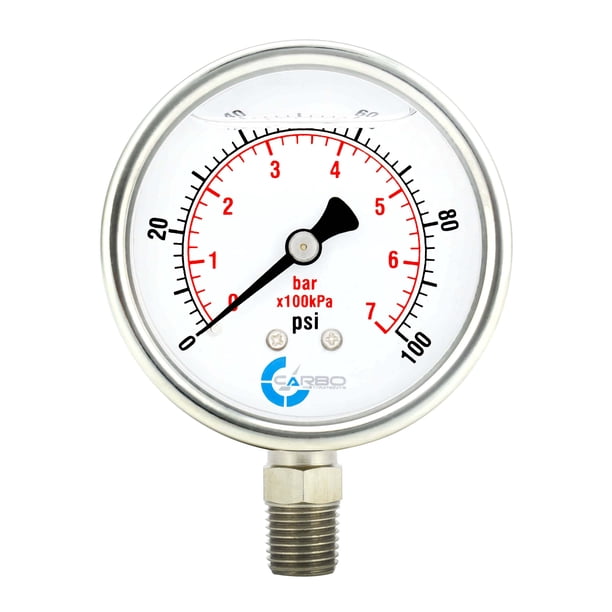 2-1/2 Pressure Gauge - Chrome Plated Steel Case 1/4 NPT, MNT 4000 PSI