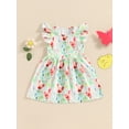 thumbnail image 4 of Aojekbee Baby Girls Princess A-Line Dress Casual Farm Chick Print Ruffles Summer Dress for Beach Party Cute Clothes, 4 of 10