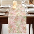 thumbnail image 3 of Pink Green Flower 48 Inch Table Runner, Watercolor Summer Botanical Farmhouse Dresser Scarf Cotton & Linen Tablerunner for Dining/Kitchen Island/Holiday Party Décor 13" x 48", 3 of 9