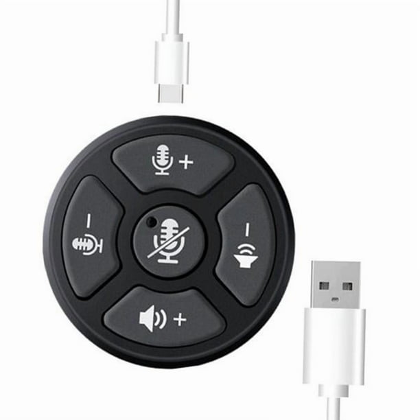 2x Micrófono de Conferencia USB con Botón plug Mic de Condensador Omnidireccional para Grabar en Línea Clase Meeting Computer PC