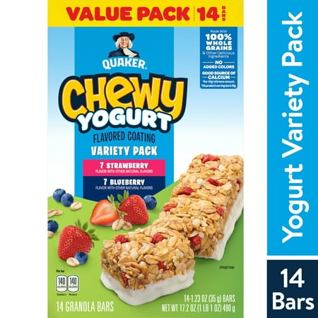 Quaker Chewy Yogurt Granola Bars, Variety Pack, 14 Pack