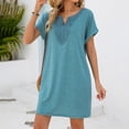 thumbnail image 6 of Levmjia Womens Short Sleeve Nightgown V Neck Lace Trim Solid Color Loose Mini Dress With Side Pockets Home Sleep Casual Lightweight Comfortable Daily Indoor Leisure Wear, 6 of 8