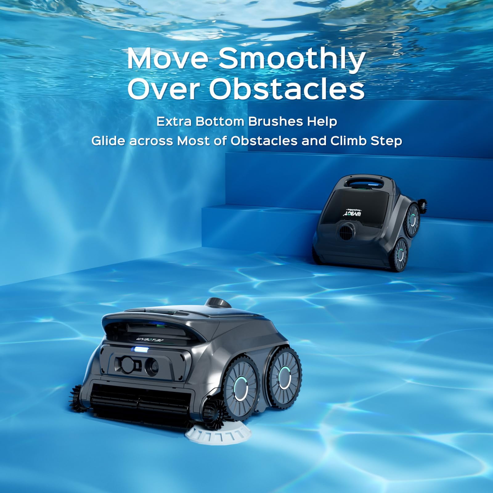 WYBOT B1 Robotic Pool Cleaner, Floor and Wall Cleaning, 120min Runtime Cordless Pool Cleaner for Inground & Above Ground Pools, Smart Navigation, Self-Parking, Dual Side Brushes, Grey & Green