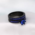 thumbnail image 4 of GYVAIN Black Gold Plated Blue 1CT CZ Women Wedding Ring Sets Engagement Ring for Woman, 4 of 6