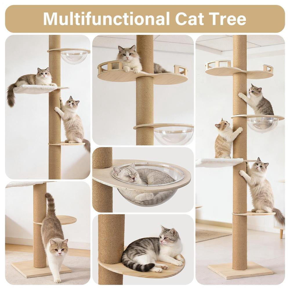Floor to Ceiling Cat Tree, Tall Cat Tower with Lots of Scratching Posts, Designed for Large Cats, Indoor Cat Furniture Suitable for All Cat Sizes