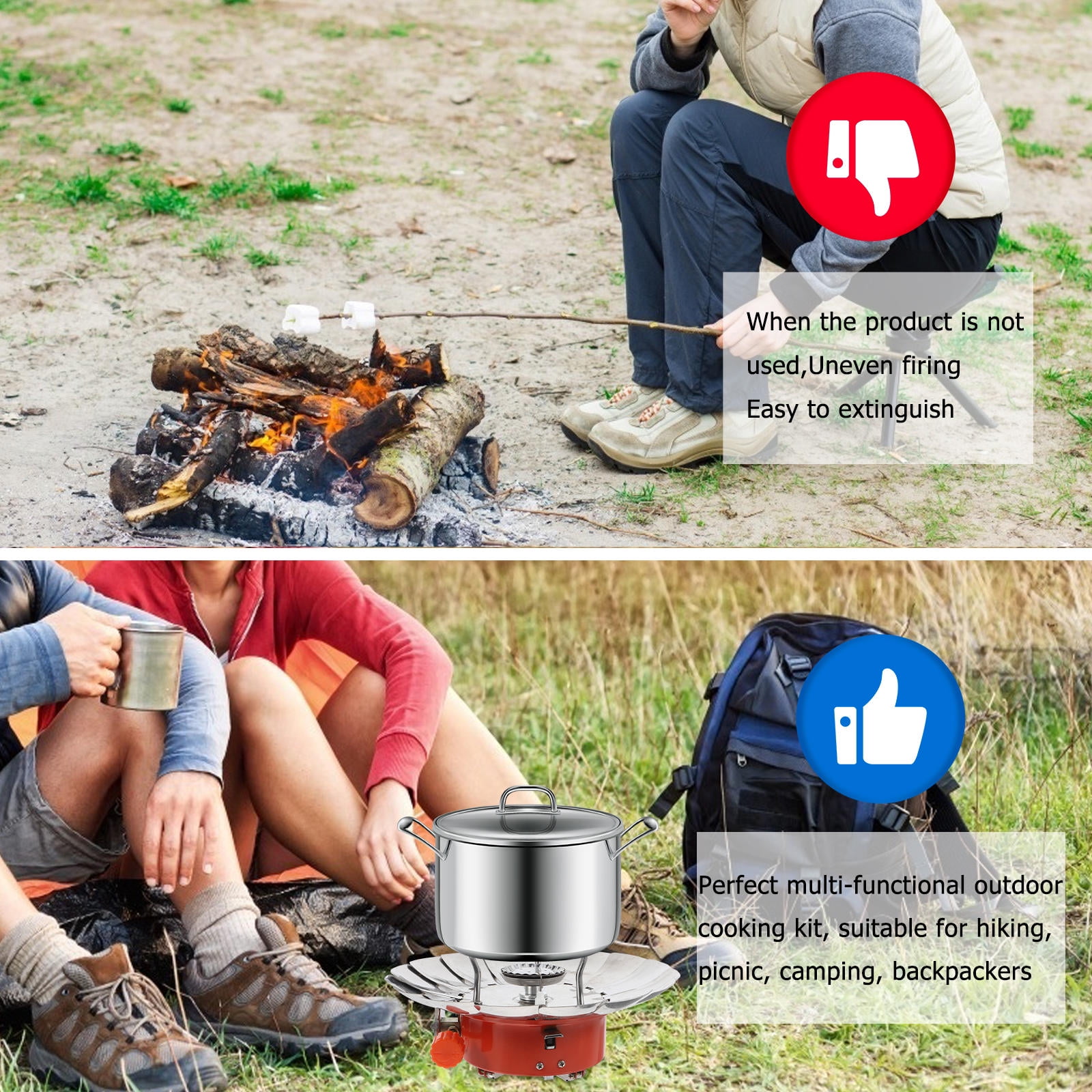 NICERIO Plated Silver Gas Stove Lotus Design for Outdoor Camping and Picnics