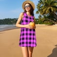 thumbnail image 3 of Fotbe Purple Black Buffalo Plaid Vestido de Verano sin Mangas para Mujer – Vestido Midi Línea A, Estilo Camiseta Floral, Vestido Playero Casual y Fluido, 3 of 7