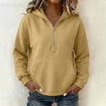 thumbnail image 5 of Women’s Half Zip Hooded Sweatshirt - Fall Long Sleeve Loose Pullover Tops - Casual Outdoor Sport Loungewear Tops with Pockets, 5 of 5