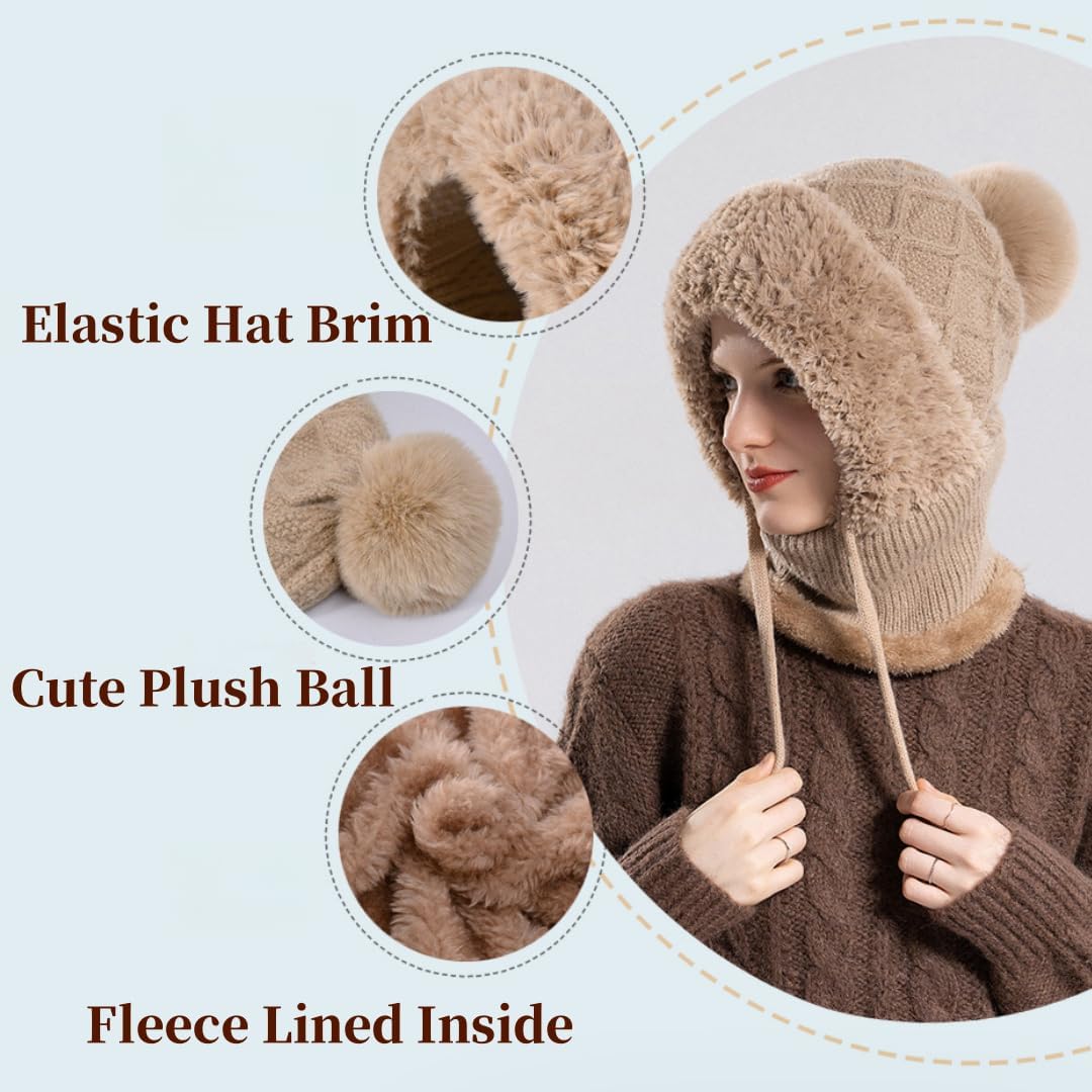 Winter Beanies for Men Women Warm Knit Skull Cap Beanie Balaclava Fleece Ski Mask Neck Warmer Winter Sports Cap