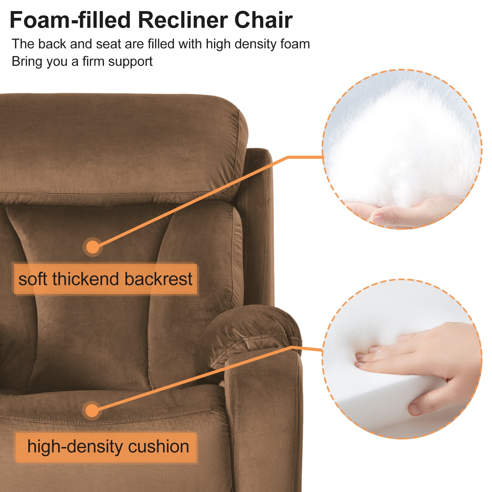 Resenkos Massage Recliner Chair, Fabric Recliner Sofa Home Theater Seating with Lumbar Support, Power Lift Recliner Chair for Living Room, Brown Resenkos Massage Recliner Chair, Fabric Recliner Sofa Home Theater Seating with Lumbar Support, Power Lift Recliner Chair for Living Room, Brown