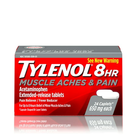 Tylenol 8 Hour Muscle Aches & Pain Tablets with Acetaminophen, 24 (Best Pain Relief For Pulled Muscle)