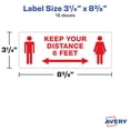 thumbnail image 4 of Avery "Keep Your Distance" Surface Safe Durable ID Preprinted Decals, 3-1/4" x 8-3/8", 15 Removable Decals (83079), 4 of 9