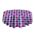 thumbnail image 5 of Pink Purple Checkered Pattern Round Tablecloth 60"x60",Wrinkle Wipeable Table Cloth for Kitchen Dining Room Picnic Patio Party, 5 of 6