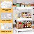 thumbnail image 2 of Carrito de Almacenamiento con Ruedas para Organización, Estante Móvil de 3 Niveles, Organizador de Baño, Carrito Utilitario para Cocina, Baño, Lavandería (Grande, Blanco), 2 of 8