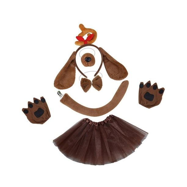 Conjunto de disfraz de perro para festival, regalos unisex, decoración de fiesta, conjunto de sombreros para perro para niños Hueso marrón