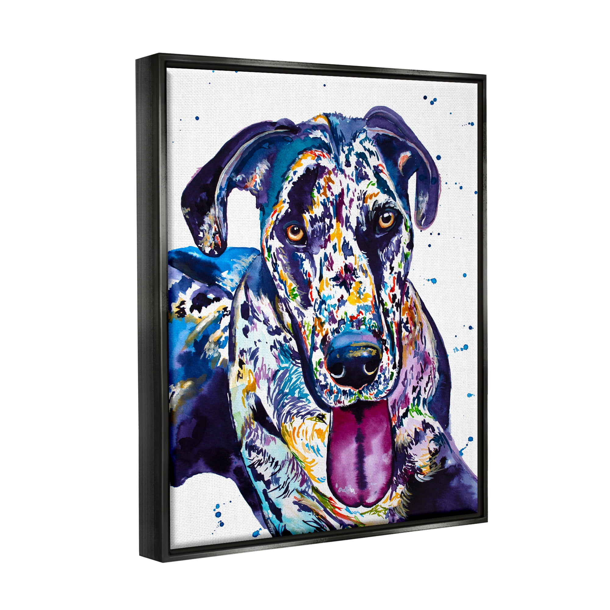 Stupell Abstract Dog Modern Pet Portrait Animals & Insects Painting Black Floater Framed Art Print Wall Art
