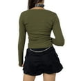 thumbnail image 3 of Blotona Women Slim-fit T-shirt Rhinestone Pattern Long Sleeve V-neck Pullover, 3 of 9