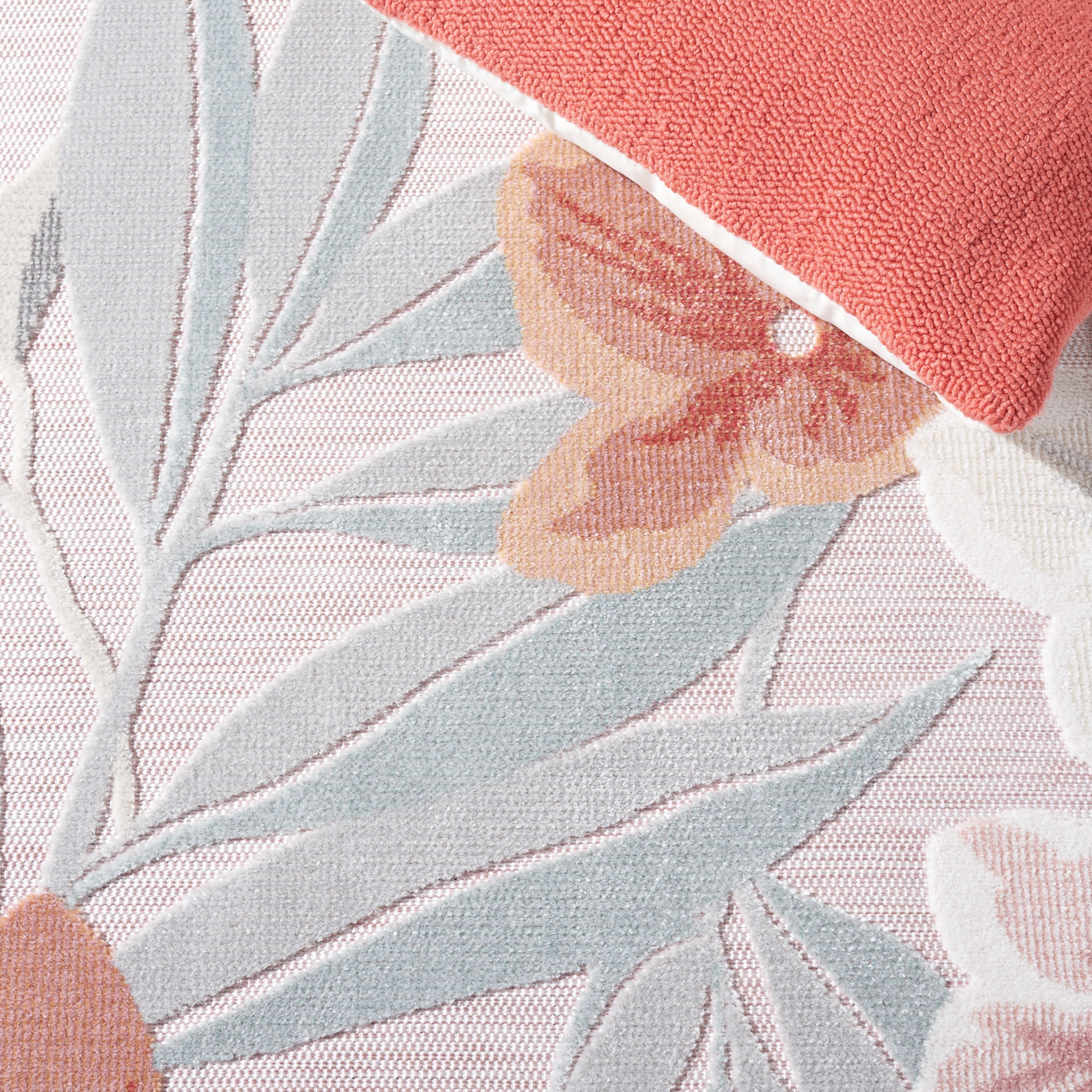 SAFAVIEH Cabana Caris Indoor/Outdoor Area Rug, Pink/Grey, 7' x 7' Square