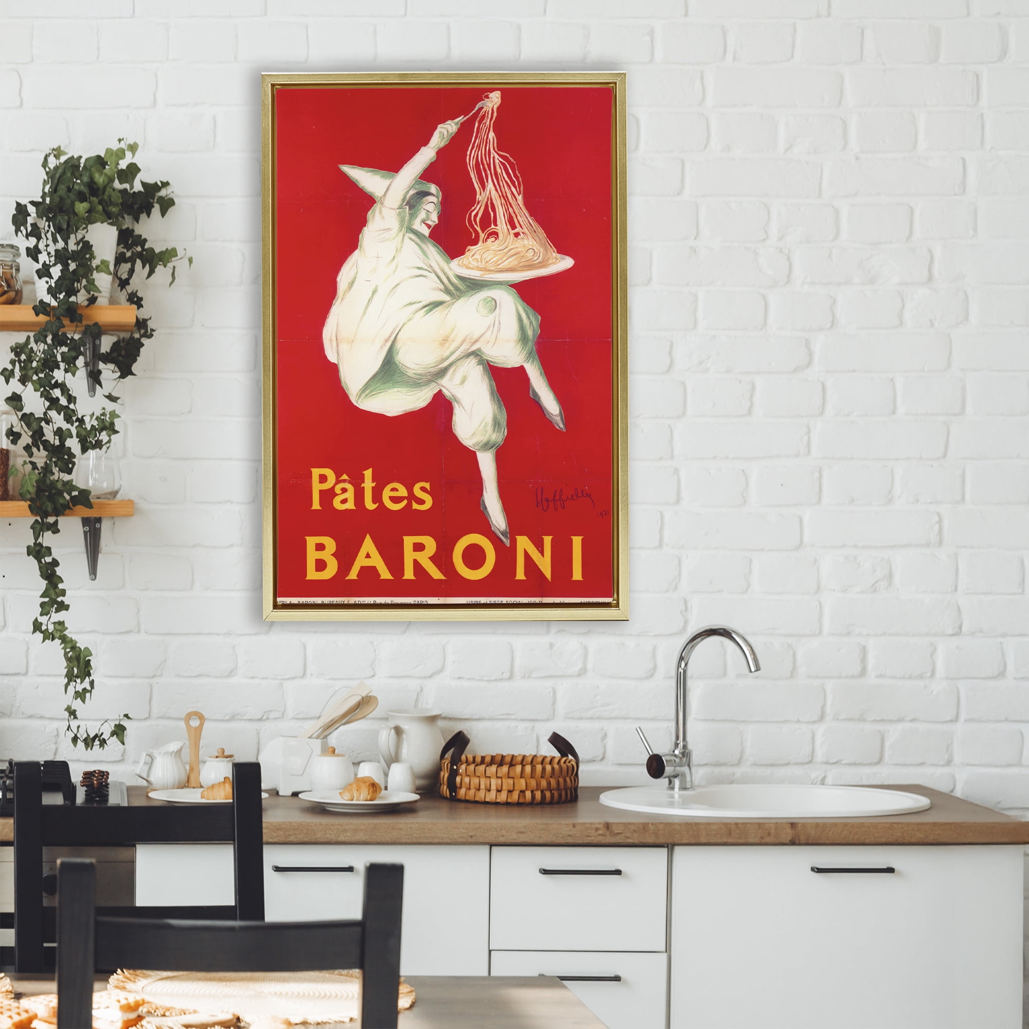 Stupell Industries Pates Baroni Advertisement Gold Framed Floater Canvas Wall Art, design by Vintage Hustle