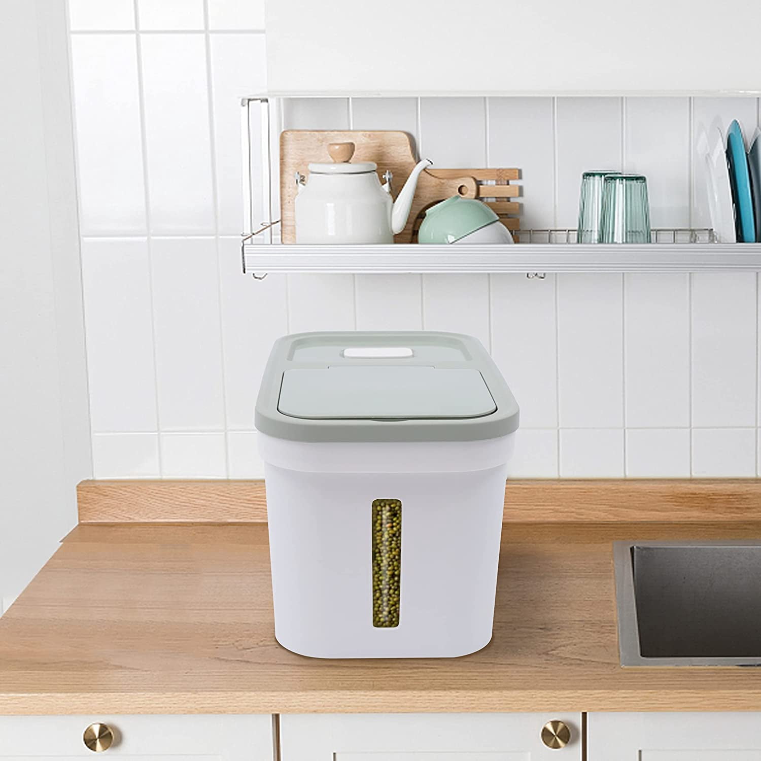Miumaeov 22lbs Grain Tank Rice Bucket Plastic Deli Food Storage Containers With Airtight Lids Extra Large Food Containers Airtight Kitchen Storage Containers to Store Dry Food