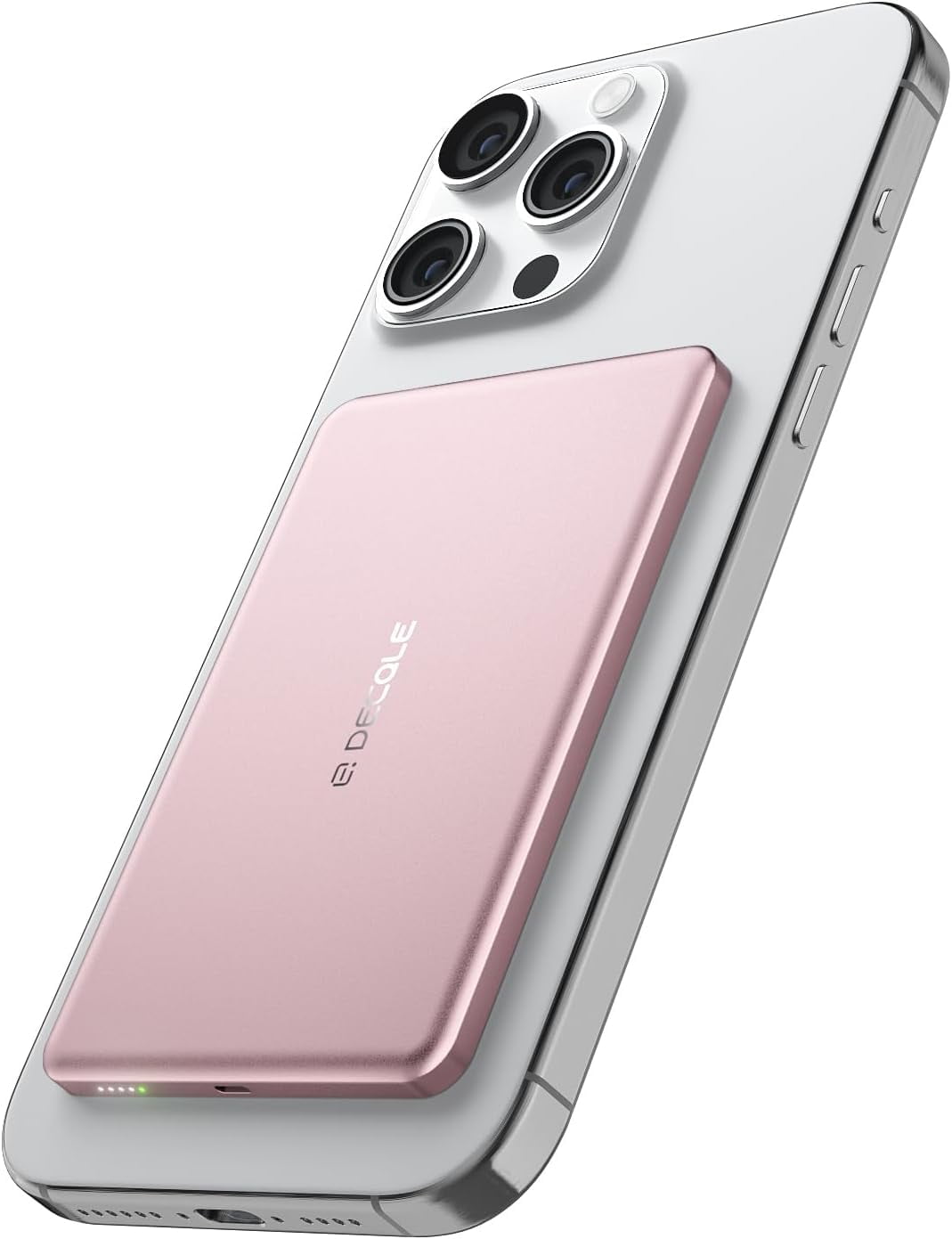 RGHJAR-“Air” Power Bank for MagSafe 5000mAh, Ultra Slim Magnetic Wireless Portable Battery Charger Case with USB-C Cable, Compatible with iPhone 17/16/15/14/13/12 Series Only (Pink)