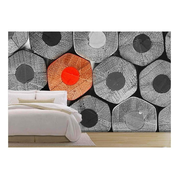 wall26 - Crayons Stack Texture, Black and White - Removable Wall Mural | Self-Adhesive Large Wallpaper - 100x144 inches