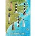 thumbnail image 2 of Art Licensing Studio 23x32 Black Ornate Wood Framed with Double Matting Museum Art Print Titled - North Carolina Lighthouses, 2 of 4