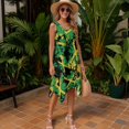 thumbnail image 4 of Garronmavis Jamaican Flag Couple Matching Outfit Husban and Wife Clothing Summer Men's Button Down Shirt Beach Shirts and Womens Sleeveless Dress Flowy Vacation Sundress, 4 of 8
