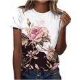 thumbnail image 2 of RT5YKing T-Shirts d'Été à Col Rond Imprimés pour Femmes Blouse à Manches Courtes Décontractée Hauts à Imprimé Floral pour Femmes, 2 of 6