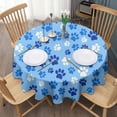 thumbnail image 3 of Blue Dog Paw Footprint Round Tablecloth 60"x60",Wrinkle Wipeable Table Cloth for Kitchen Dining Room Picnic Patio Party, 3 of 6