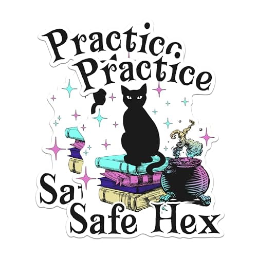 (2 Packs) Practice Safe Hex Magnets - Funny Witchy Vibes Black Cat Magnets - 5 Inches On Longest Side - Premium Magnet - for Fridges, Toolboxes, Cars - Made in USA - MAG2514