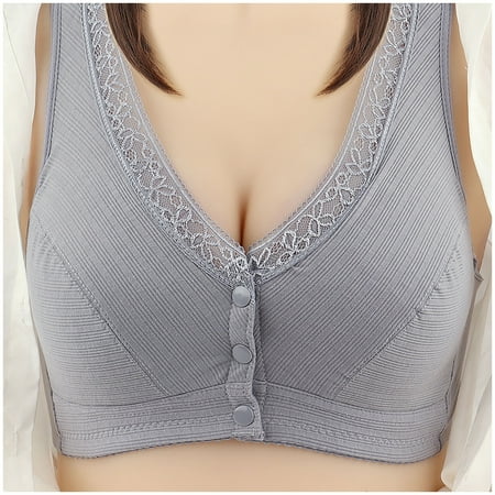 

Aayomet Womens Sports Bras Womens No Steel Ring Front Close Bra T Back Plus Size Seamless Unlined Bra For Large Bust Gray 38