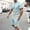 81#Light Blue, variant on Casual Sport Set for Mens Two Piece Gradient Color Suit Solid O-Neck Short Sleeve Fit Tee Shirts Short Sweatpants Set 2024