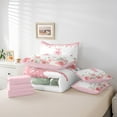 thumbnail image 6 of jejeloiu Monogrammed I Bedding Comforter Set 7-Piece,Retro Flower Butterfly King Bedding Sets,White Pink Bow Bed Sheets For Girl,Microfiber Room Decorative Reversible, 6 of 8