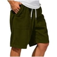 thumbnail image 2 of Corduroy Elastic Waist Drawstring Shorts for Men Casual Lightweight Multi-Pockets Cargo Summer Beach Loose Fit Bermuda Shorts, #02 Army Green, XXL, 2 of 5