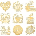 thumbnail image 2 of 9pcs 1.6x1.6 Inch Coffee Pattern Stickers Coffee Time Word Sticker Self Adhesive Gold Stickers Metal Gold Stickers, 2 of 9