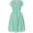 thumbnail image 3 of Little Girl Cap Sleeve Lace Top Chiffon Holiday Flower Girls Dresses (20JK53S) Mint 2, 3 of 5