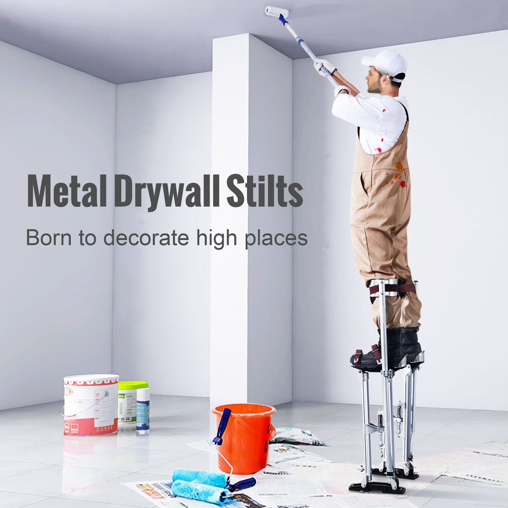 Drywall Stilts, 24''-40'' Adjustable Aluminum Tool Stilts with Protective Knee Pads, Durable and Non-slip Work Stilts for Sheetrock Painting, Walking, Taping, Silver