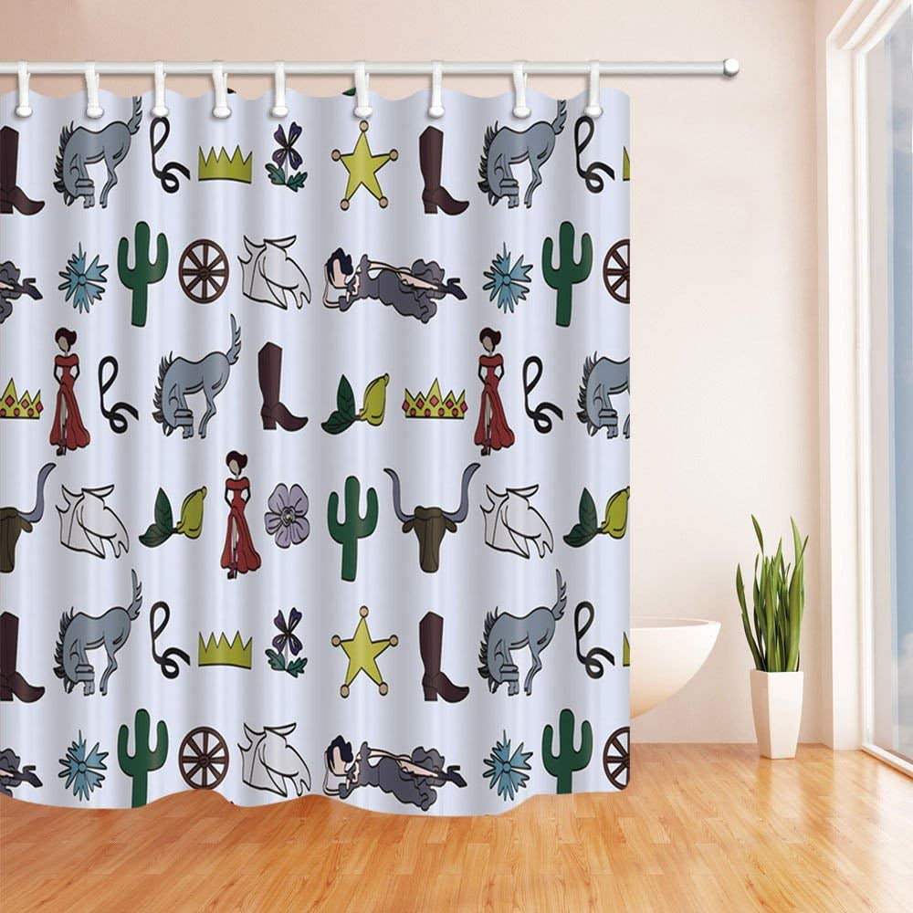 BPBOP Western Cowboy Decor American Horse Cactus Polyester Fabric